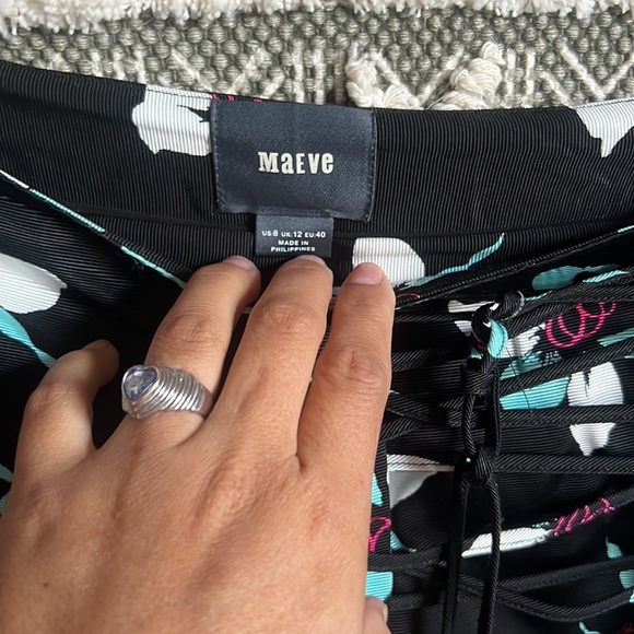 Anthropologie Maeve Floral Midi Skirt black mint floral 8 - Picture 4 of 7